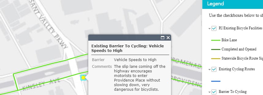 Example image from the Interactive Bicycle Mapping tool